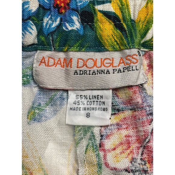 Adam Douglass Adrianna Papell Womens Tropical Floral Print Linen & Cotton Short - Picture 3 of 6
